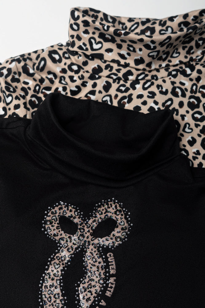 2 Pack Animal Poloneck Dresses Natural And Black