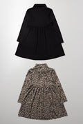 2 Pack Animal Poloneck Dresses Natural And Black (2)