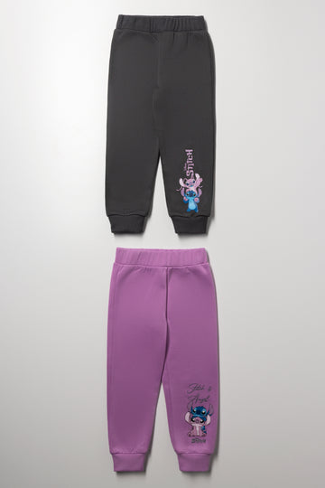 2 Pack Stitch Trackpants Grey & Purple