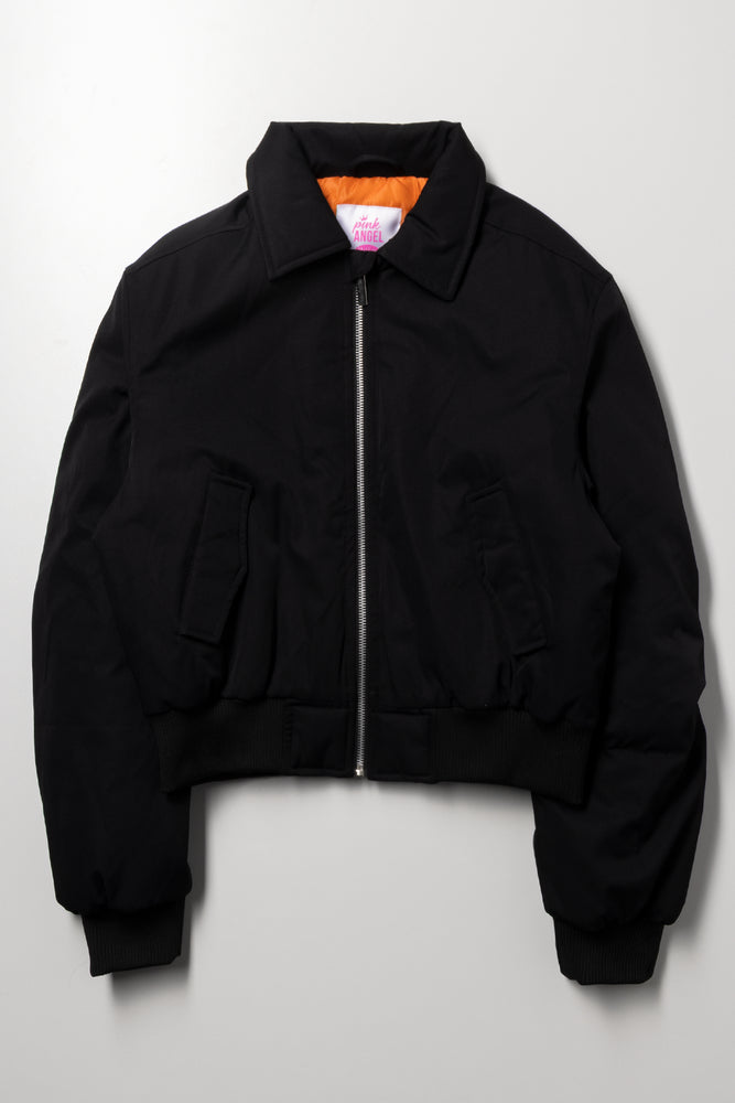 Collar Bomber Jacket Black