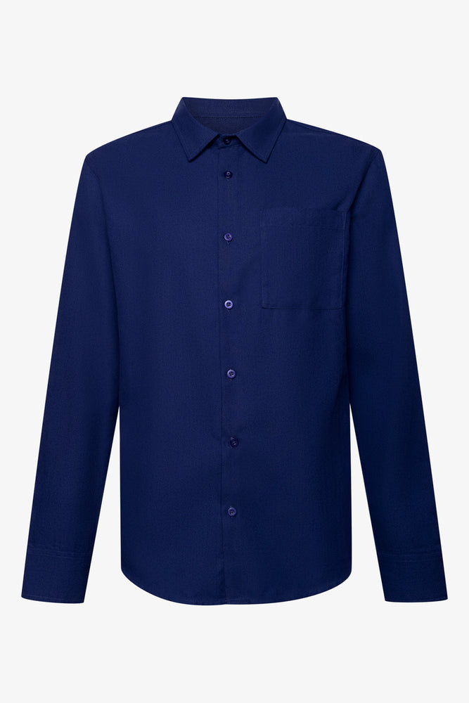 Textured Long Sleeve Shirt Navy