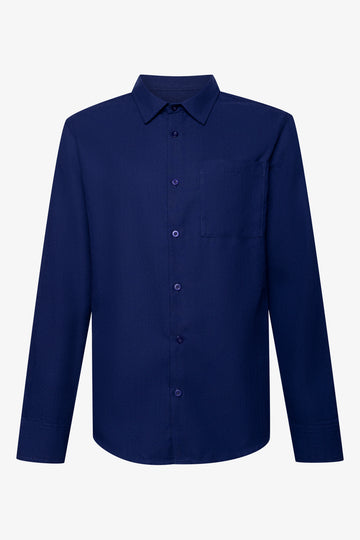 Textured Long Sleeve Shirt Navy