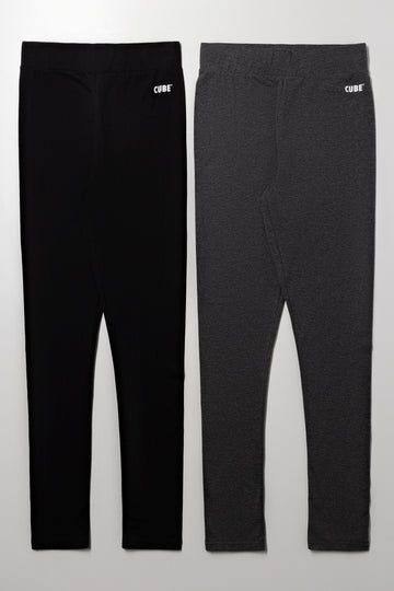 2 Pack Leggings Grey And Black