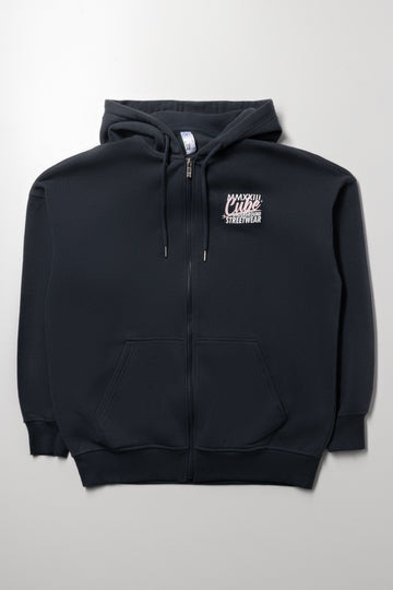 Oversized Zip Through Hoodie Dark Grey