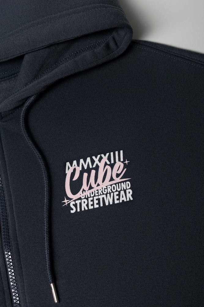 Oversized Zip Through Hoodie Dark Grey (1)