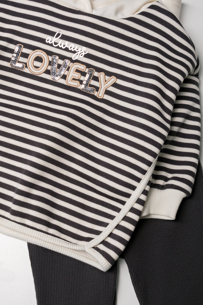 Tracktop And Leggings Set Charcoal And Cream