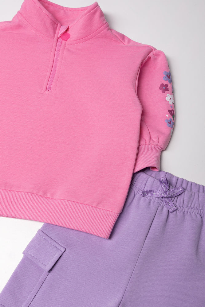 Wide Leg Tracksuit Pink And Lilac (1)