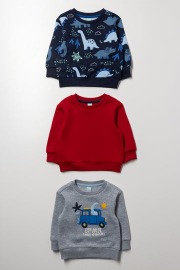 3 Pack Tracktops Navy, Red And Grey