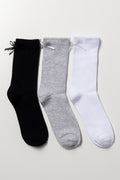 3 Pack Anklet Socks Black, Grey And White
