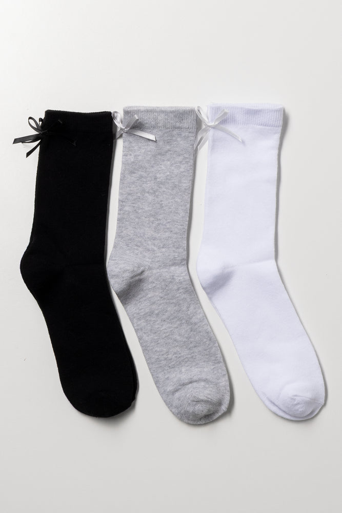 3 Pack Anklet Socks Black, Grey And White