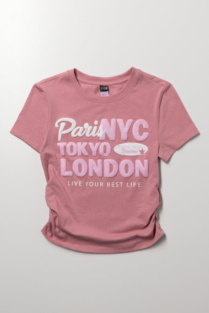 Side Ruch T-Shirt Pink