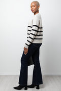 Stripe Long Sleeve Cardigan Black And Natural (1)