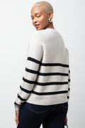 Stripe Long Sleeve Cardigan Black And Natural (2)