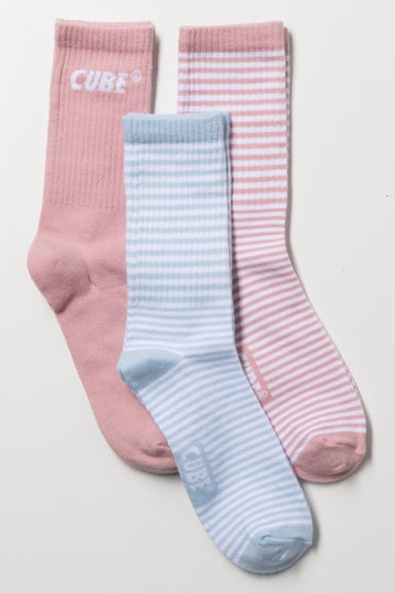 3 Pack Stripe Anklet Socks Multicolour