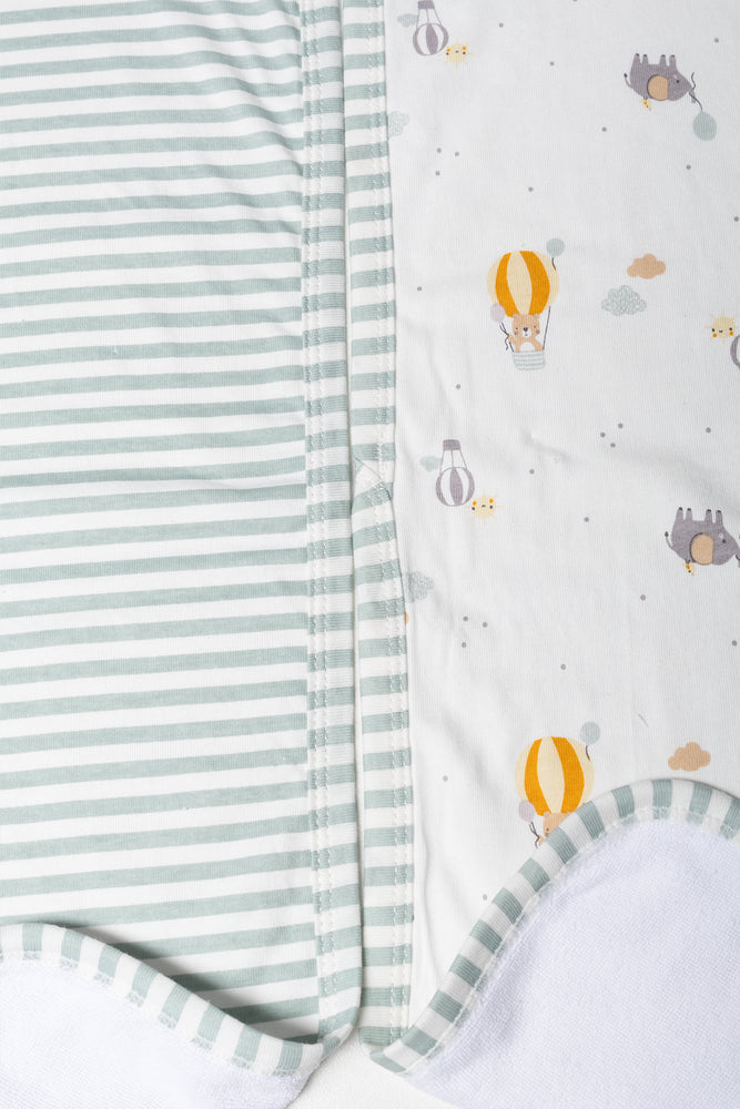 2 Pack Burp Cloths Green And White