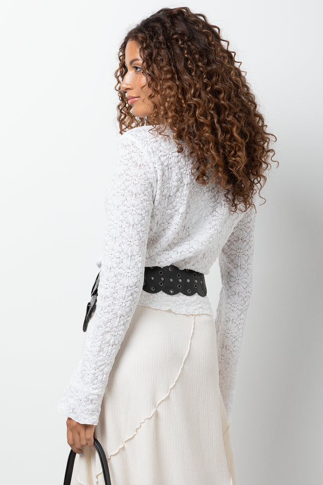 Long Sleeve Knit Top White (2)