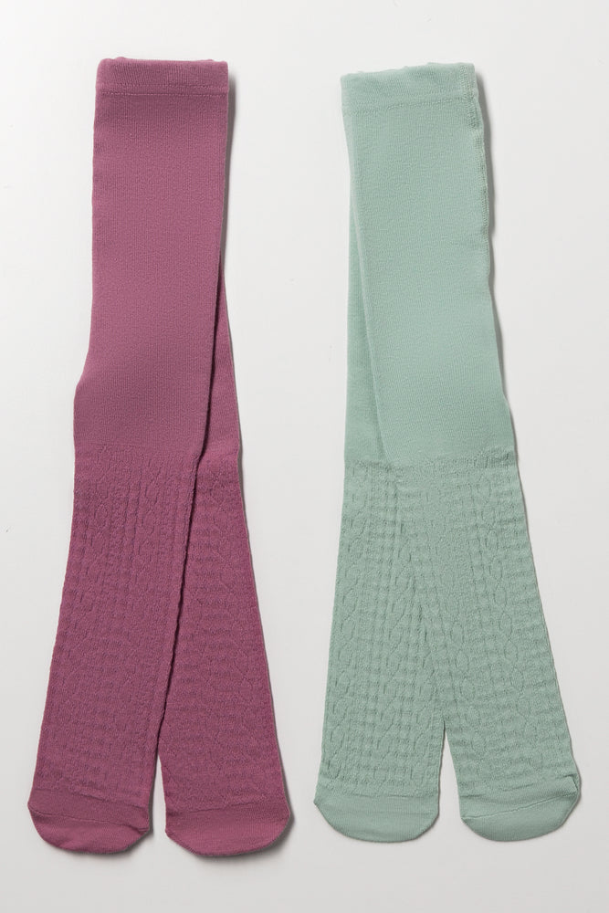 2 Pack Tights Purple And Green