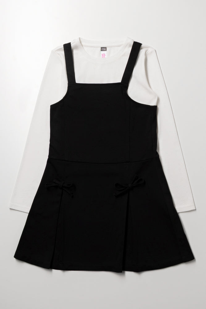 Pinafore Dress Set Black
