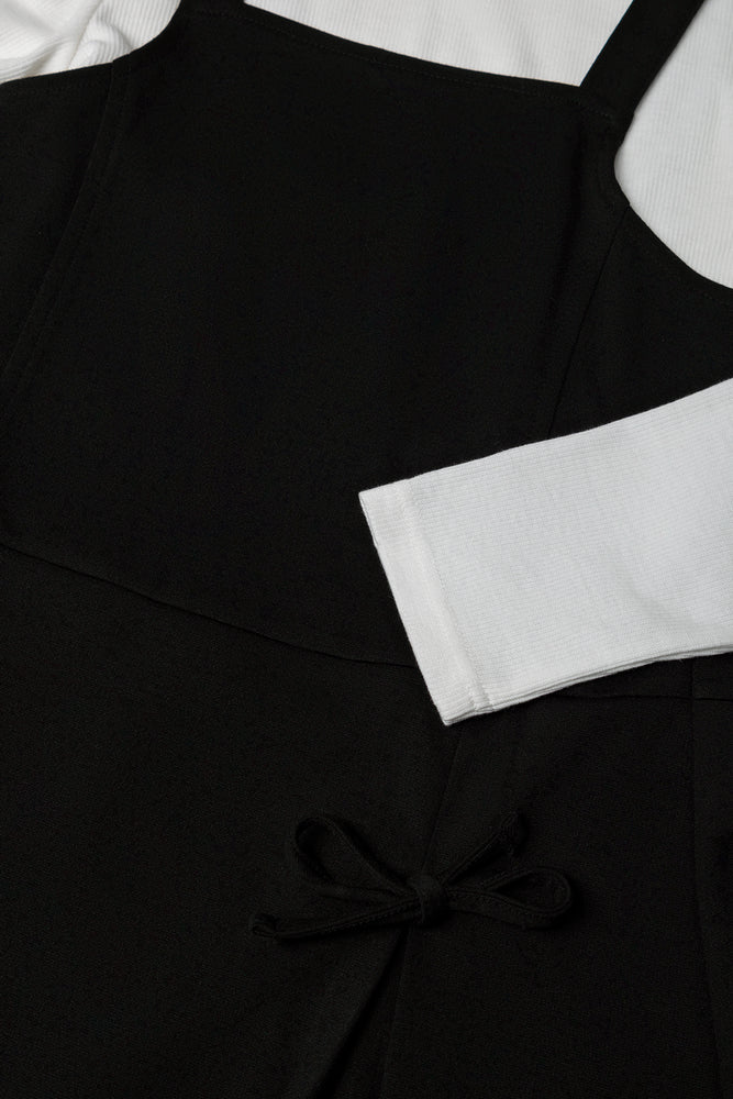 Pinafore Dress Set Black