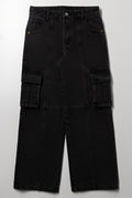 Cargo Baggy Wide Leg Denim Jeans Dark Grey