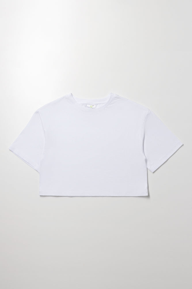 Boxy Crop Short Sleeve T-Shirt White