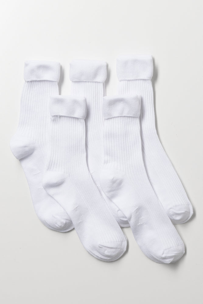 5 Pack White Anklet Socks