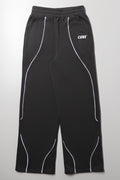 Piped Straight Leg Trackpants Dark Grey