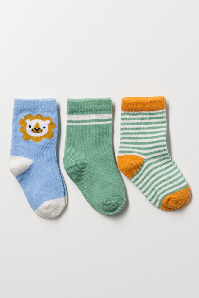 3 Pack Safari Socks Multicolour