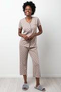 Spot Button Through Capri Pyjama Set Natural