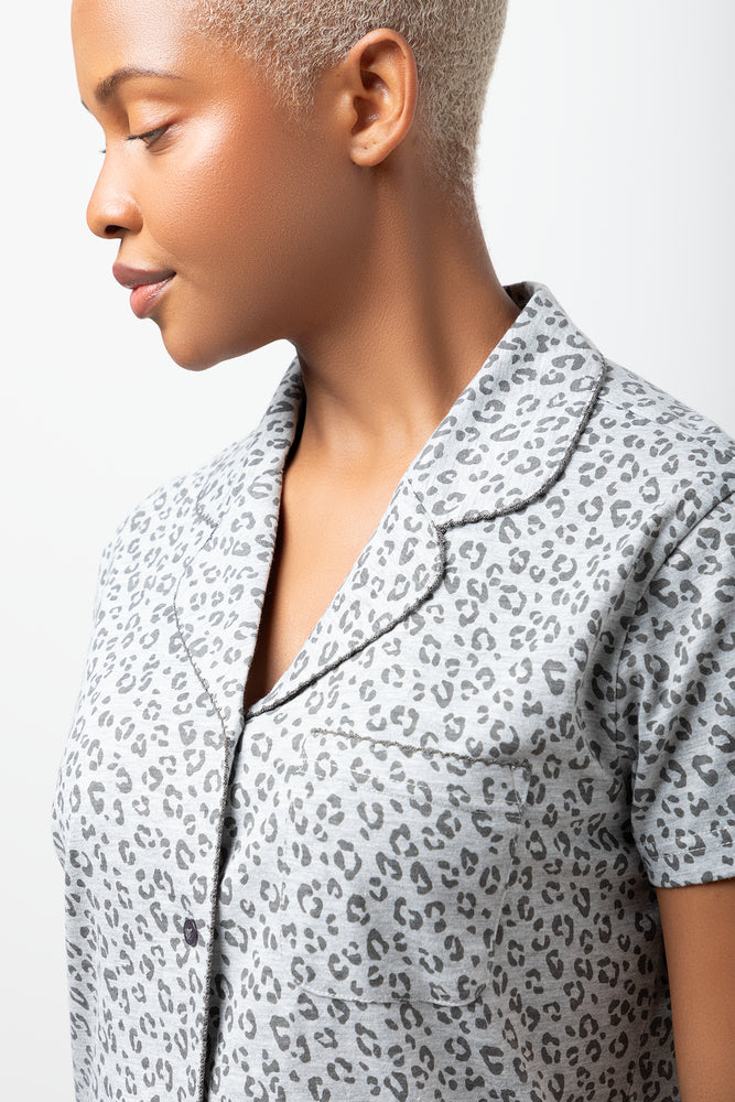 Leopard Print Pyjama Set Grey (3)