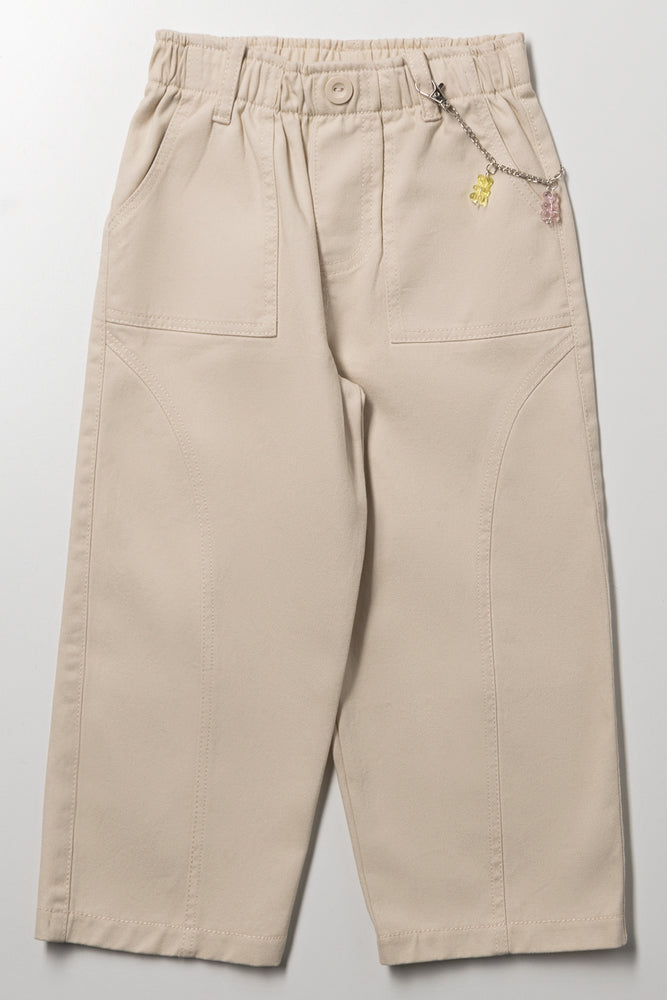 Barrel Leg Utility Pants Natural