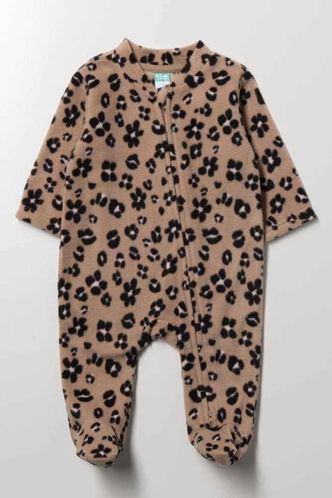 Leopard Print Babygrow Brown