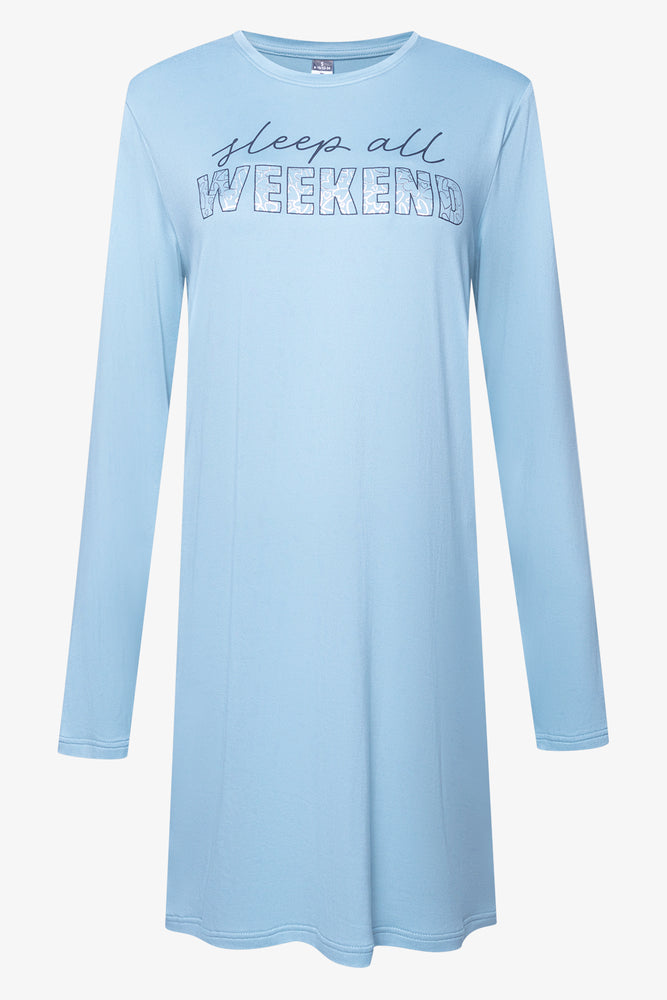 2 Pack Long Sleeve Sleep Shirts Blue And White (1)
