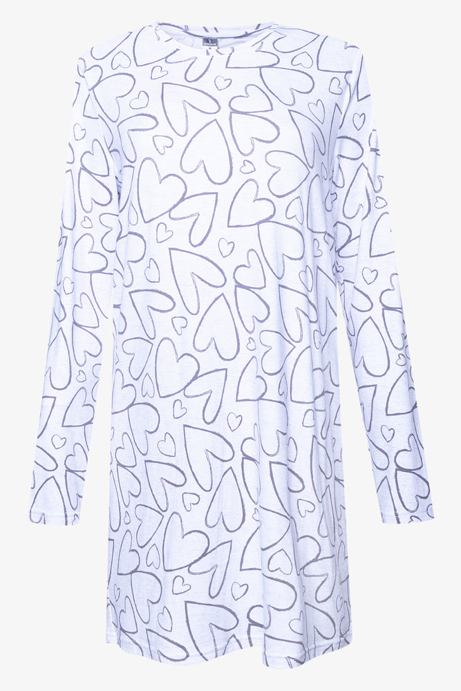 2 Pack Long Sleeve Sleep Shirts Blue And White (2)