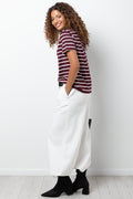 Stripe Short Sleeve T-Shirt Burgundy And White (1)