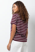 Stripe Short Sleeve T-Shirt Burgundy And White (2)