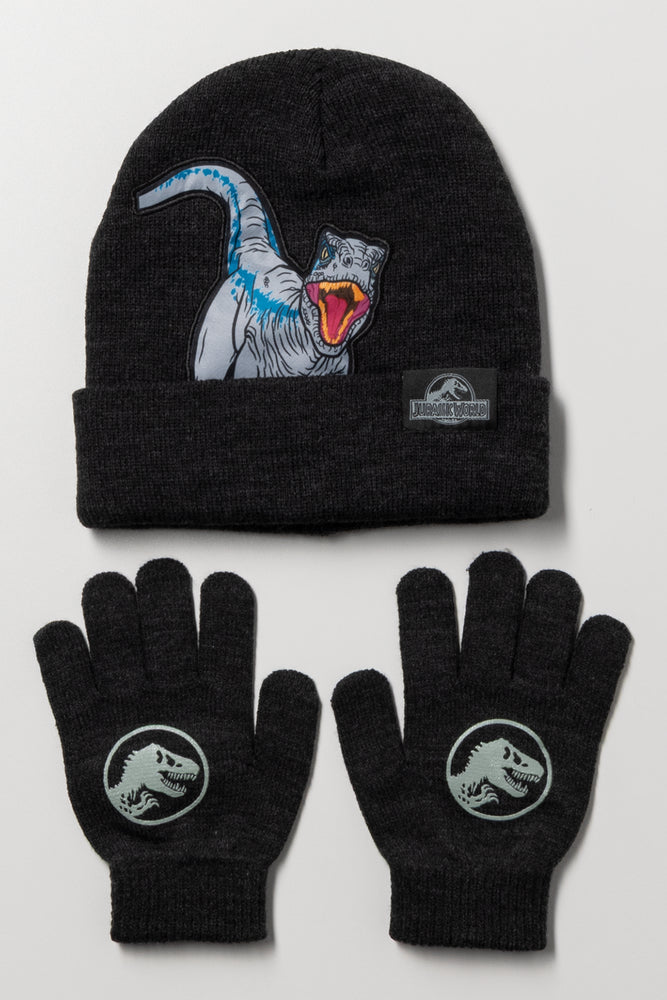 Jurassic World Beanie and Gloves Set Charcoal