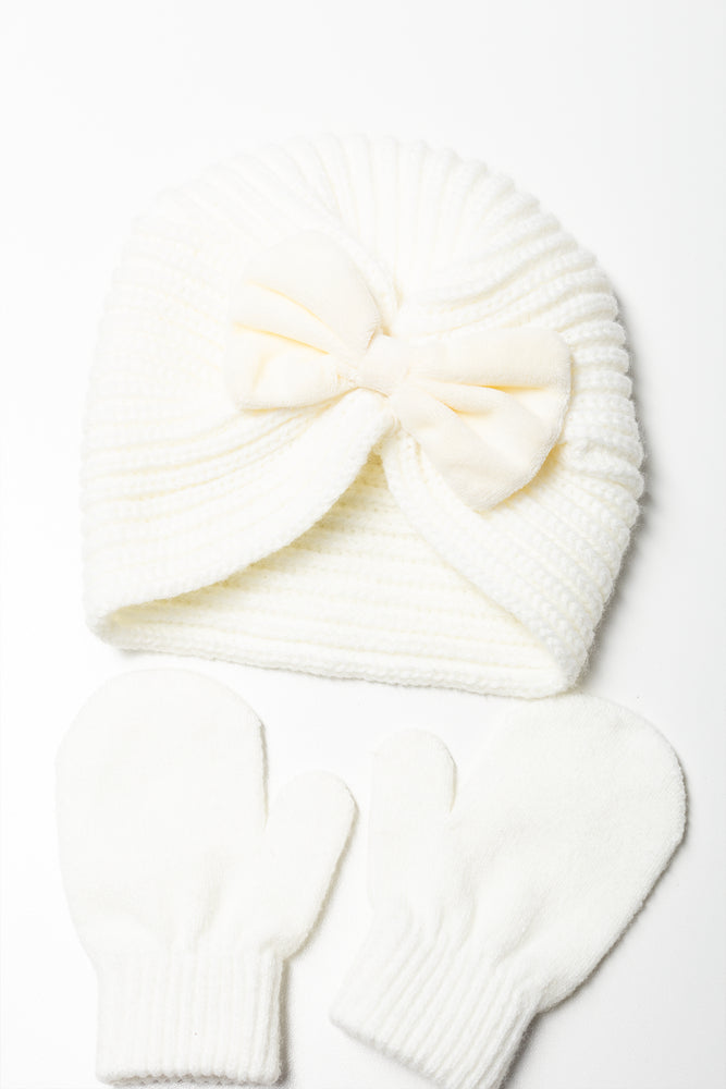 2 Piece Hat And Gloves Set Cream (1)