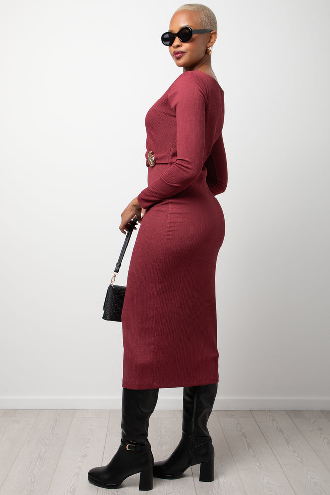 Bodycon Dress Burgundy (1)