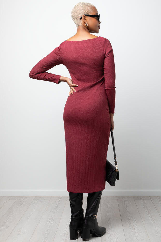Bodycon Dress Burgundy (2)
