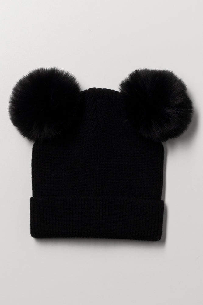 Pom Pom Beanie Black