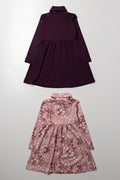 2 Pack Poloneck Dresses Purple And Pink (2)