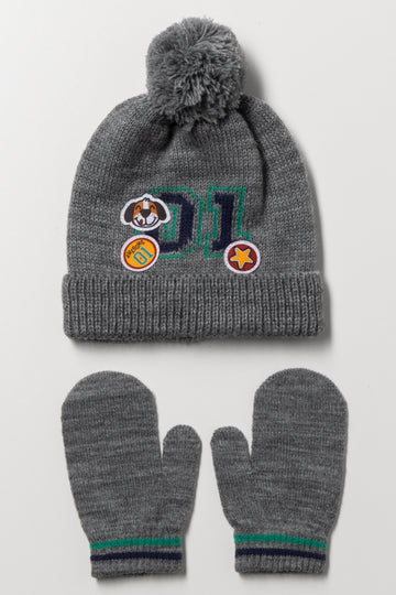 Gloves & Beanie Set Charcoal