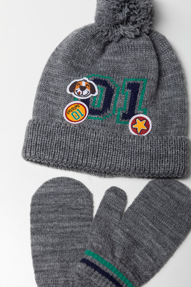 Gloves & Beanie Set Charcoal (1)