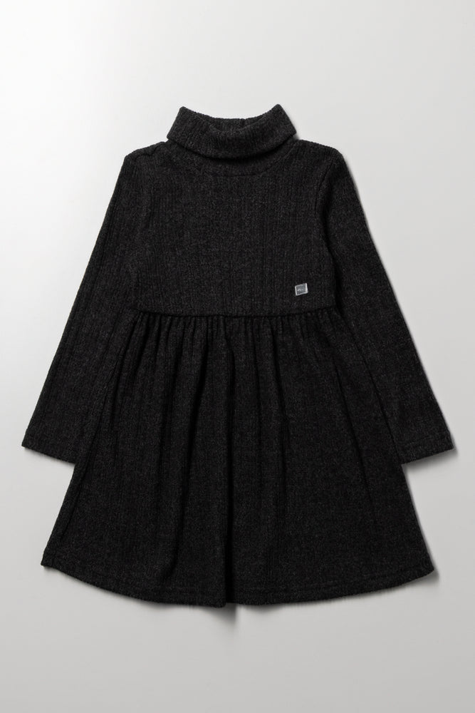 Poloneck Dress Black