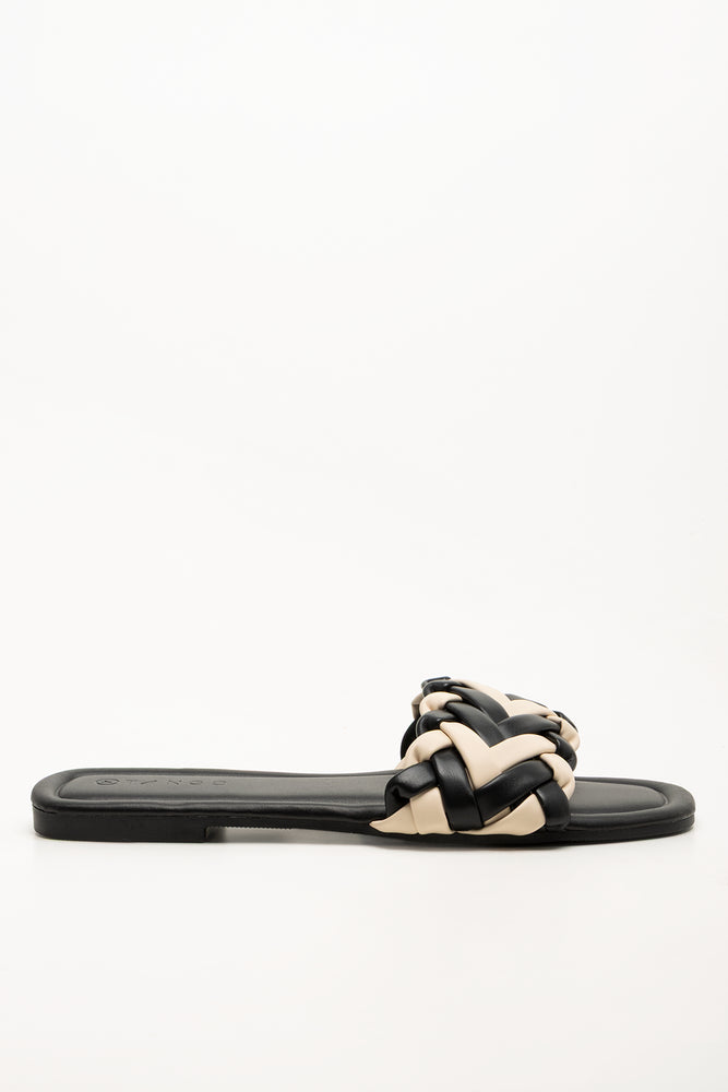 Braided Mule Sandals Black And Natural