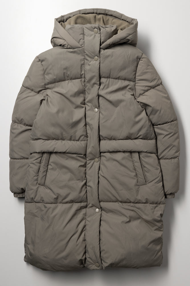 Longline Puffer Jacket Green