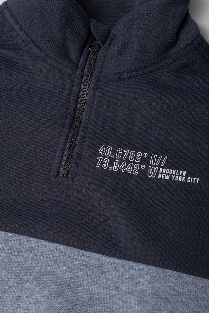 Colourblock Zip Neck Tracktop Dark Grey And Navy (1)