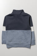 Colourblock Zip Neck Tracktop Dark Grey And Navy (2)