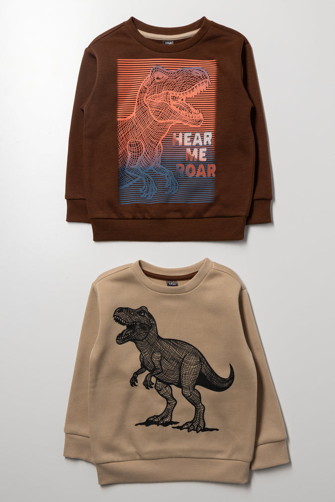 2 Pack Crew Neck Tracktops Brown And Blue